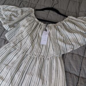 Sage The Label Striped Off-Shoulder Top